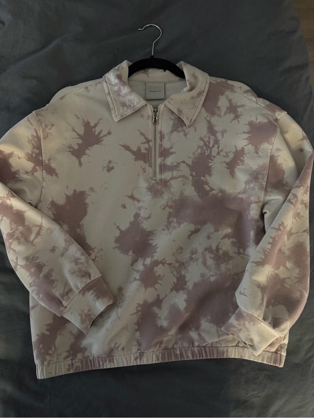 Varley Women’s Half-Zip Tie-Dye Pullover Sweater - Cream & Dusty Pink size XS